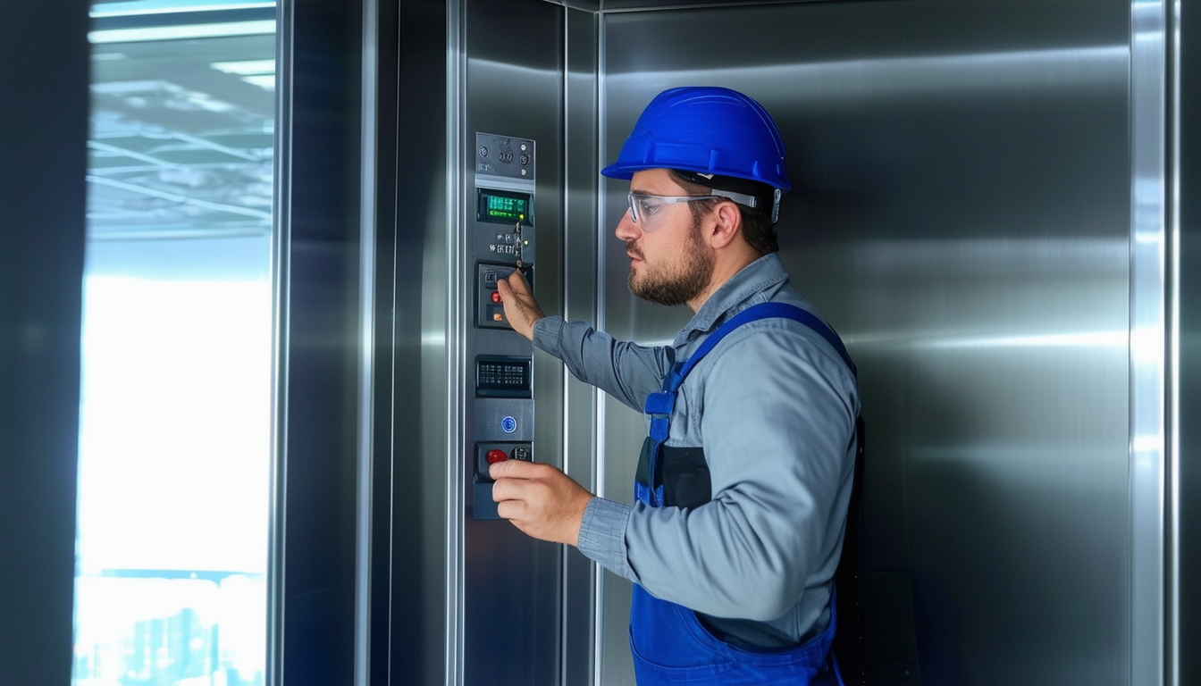 service de maintenance et de réparation d'ascenseurs assuré par des professionnels qualifiés pour assurer la sécurité et le bon fonctionnement de vos équipements.
